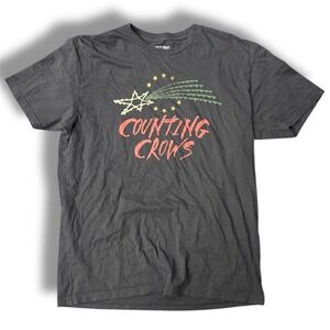 Counting Crows Graphic Tee — Charcoal with Red & Green Print
